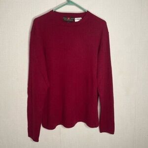 Member's Mark 100% Cashmere Long Sleeve Crewneck Sweater Men Size Large Burgundy